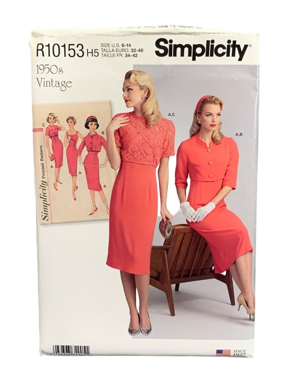 Simplicity 50s Sewing Pattern R10153 Misses Jacket Dress Size 6-8-10-12-14 Uncut